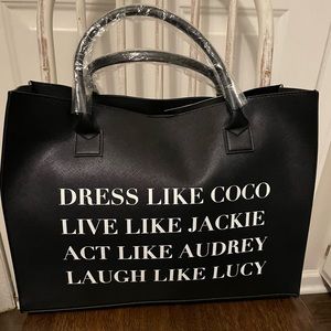 Dress like coco tote NWT. Black vegan leather